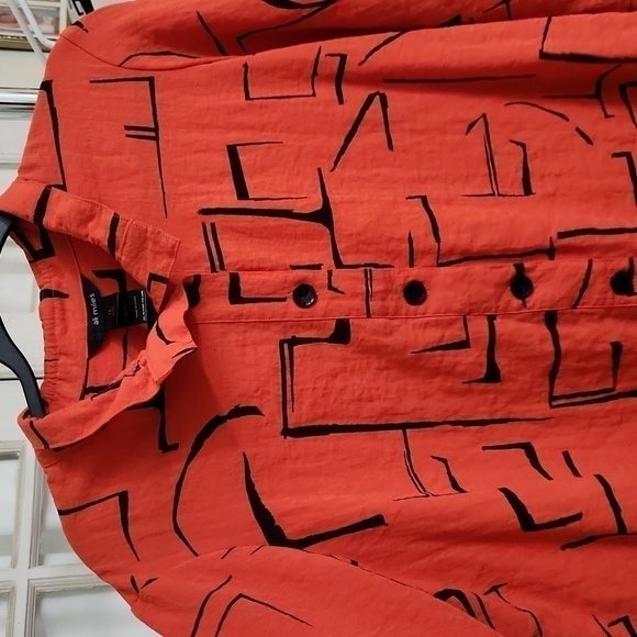 Ali Miles Artsy Art to wear Blouse XL Zipper Back Ruffle Sleeve Collegiate Lux - Picture 14 of 14